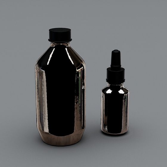 Mirror Bottles Low-Poly Metallic 3D model
