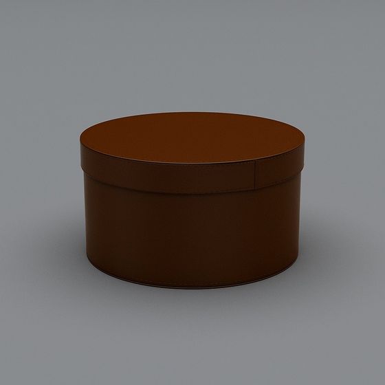 Elegant Round Leather Storage Box 3D model