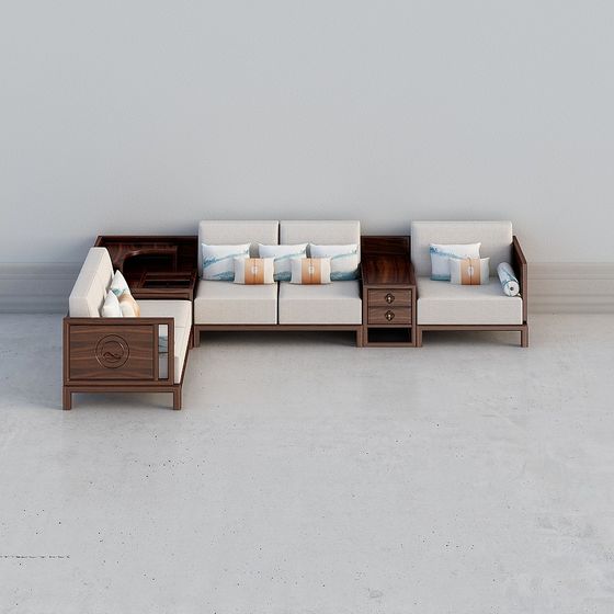 Stylish L-Shaped Sofa 3D model for Modern Interiors