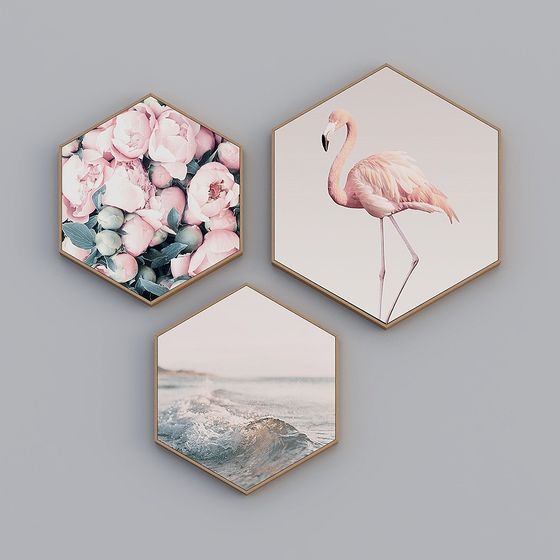 Elegant Hexagonal Frame Art 3D model