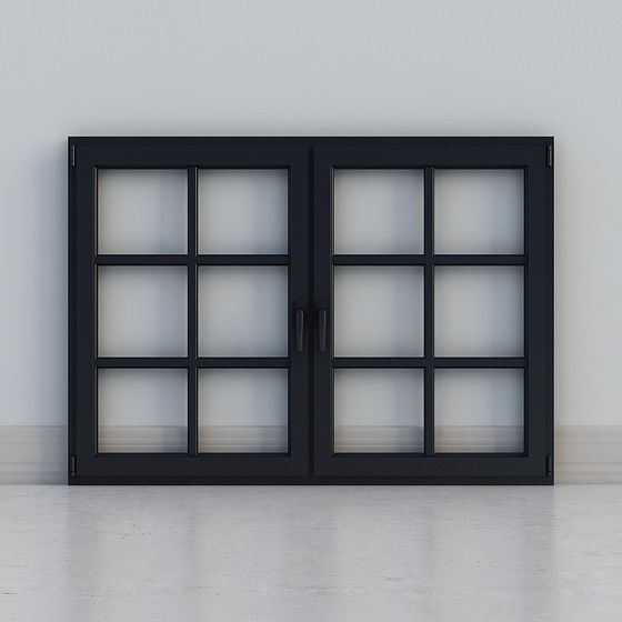 Elegant Double Door Window 3D Model