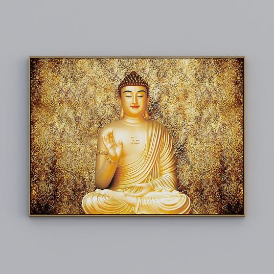 Serene Golden Buddha 3D model for Peaceful Spaces