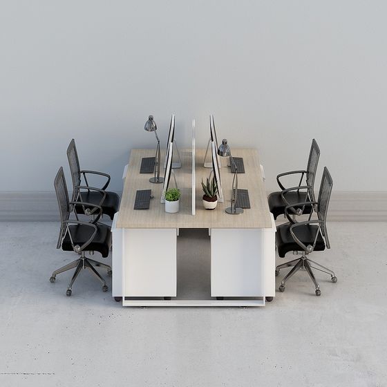 Modern Minimalist Office Desk and Chair 3D model