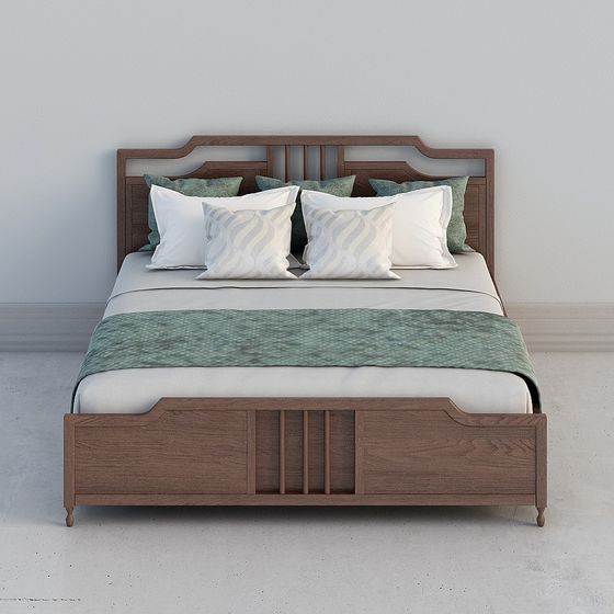Modern Wooden Bed 3D model