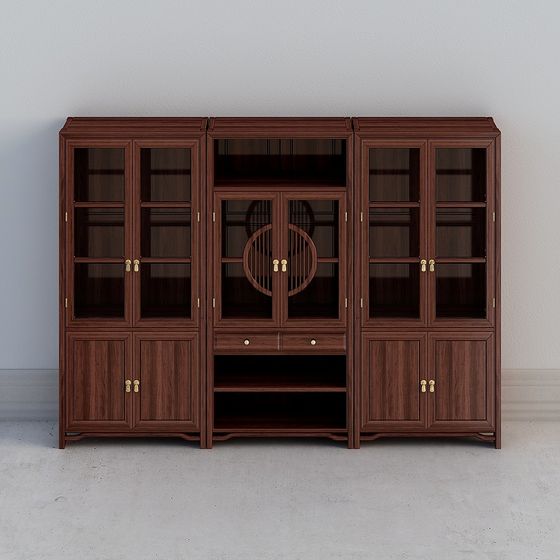 Elegant Chinese Bookshelf 3D model