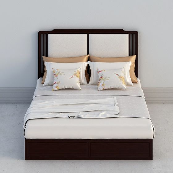 Stylish Low-Poly Bed 3D Model for Cozy Spaces