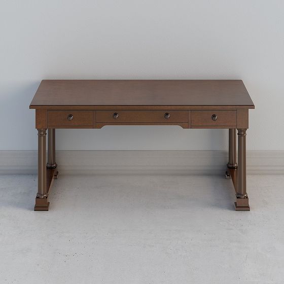 Vintage Low-Poly Office Desk 3D model