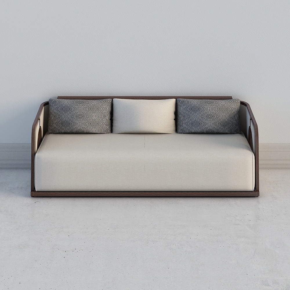 Maroon three-person sofa V0130