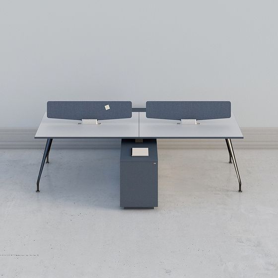 Stylish Dual Work Desk 3D model