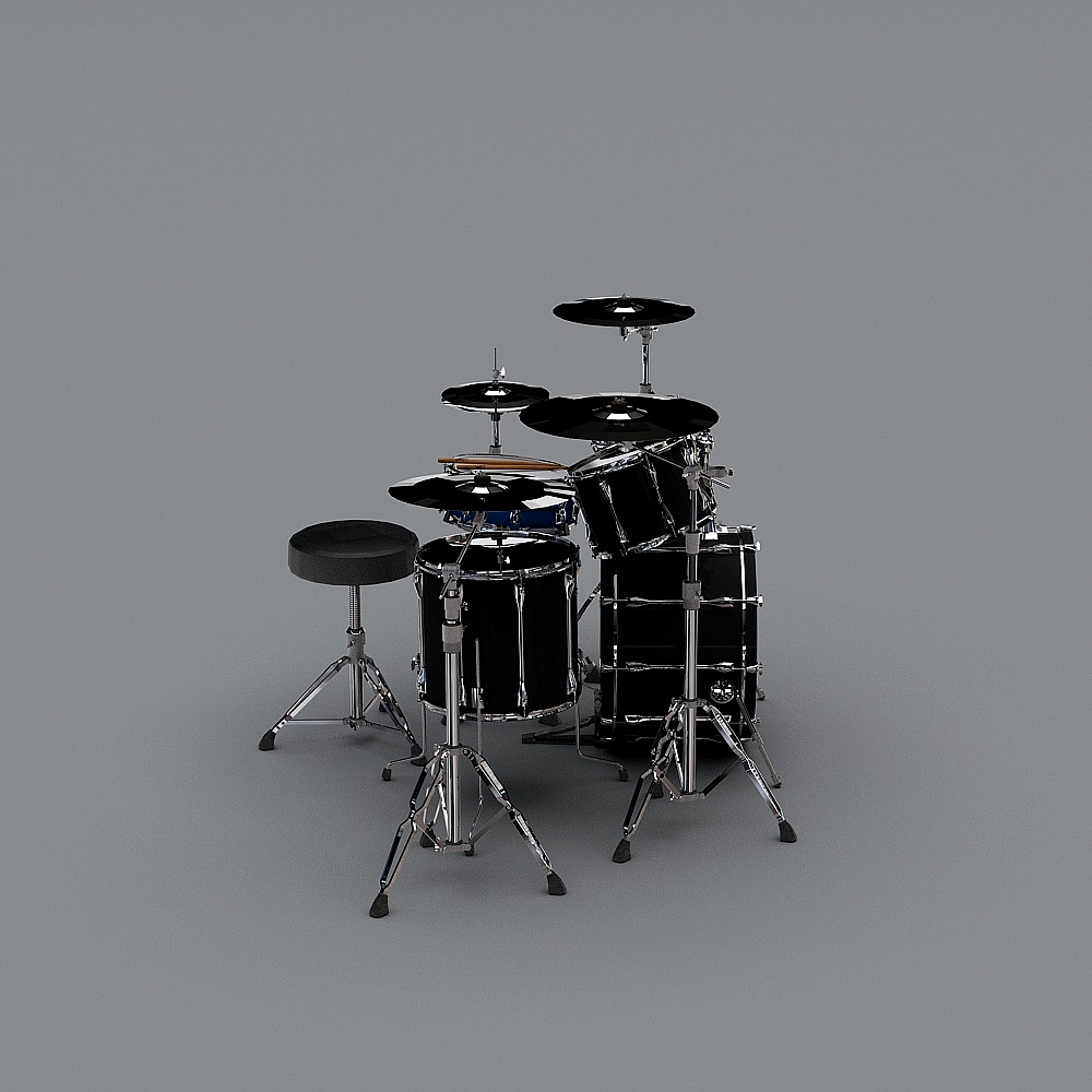 High-Detail Low-Poly Drum Set 3D model