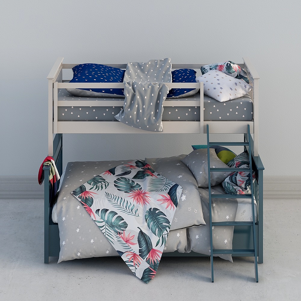 Nordic Children's Room 385178-1 bunk beds( hanging ladders)