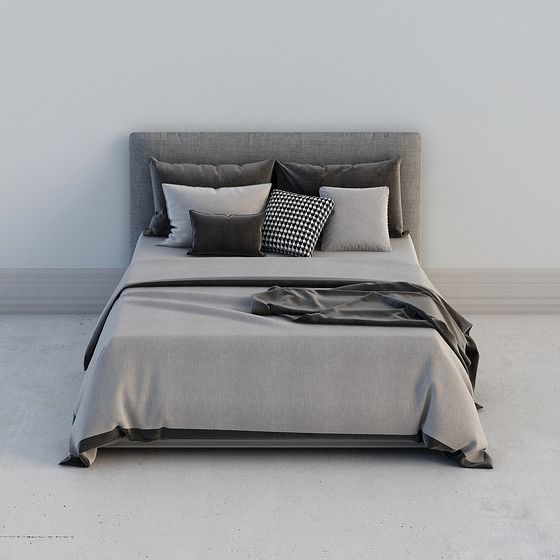 Modern Low-Polygon Bed 3D model for Interior Design