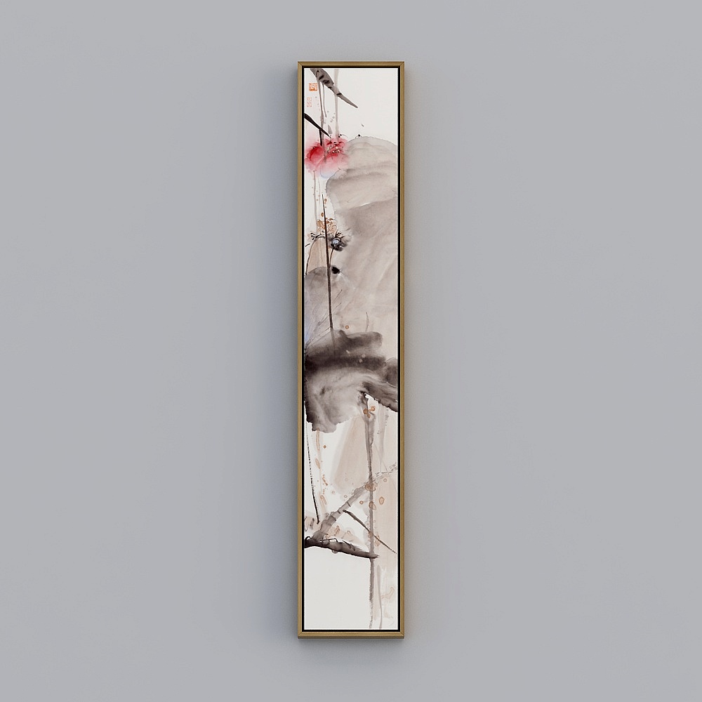 Guang also new Chinese ink lotus hanging painting Zen four screen living room decorative tea room wall mural bqy165c-x-1