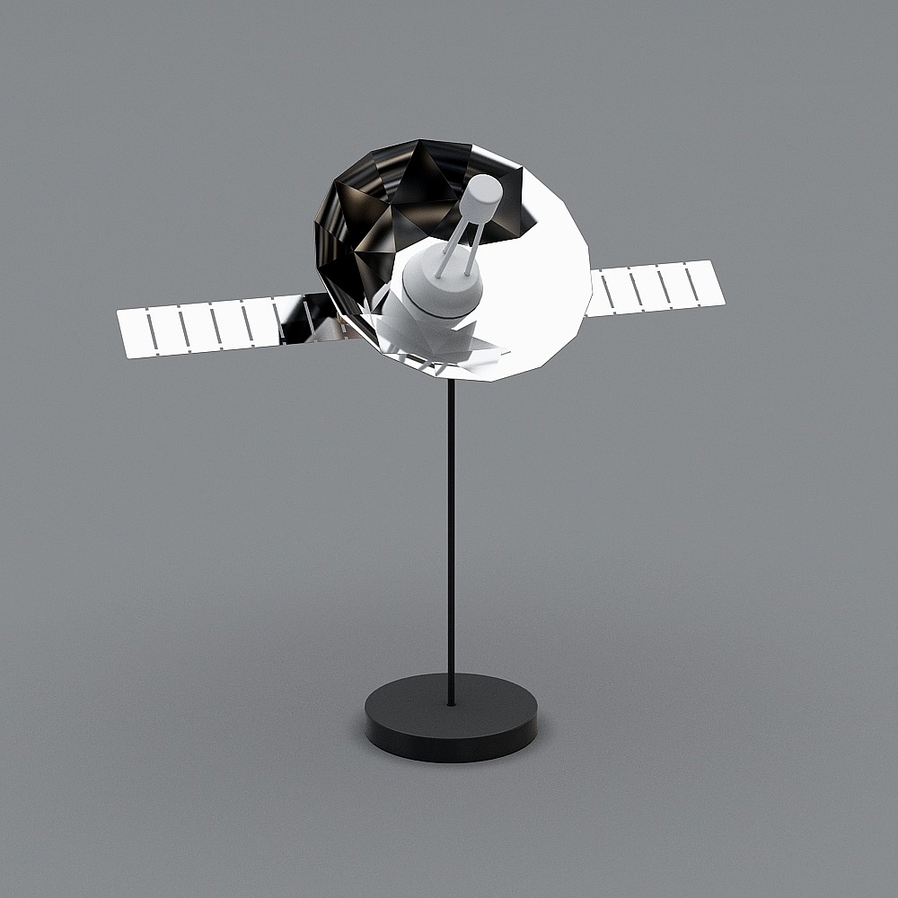 Futuristic Low-Poly Satellite 3D Model