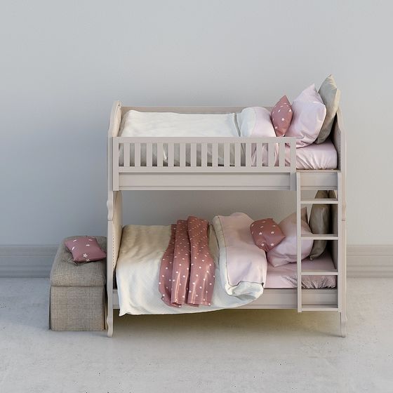 Cozy Double Bunk Bed 3D model for Modern Bedrooms