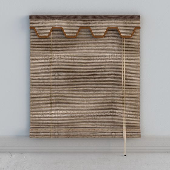 Stylish Wooden Louvered Window 3D model