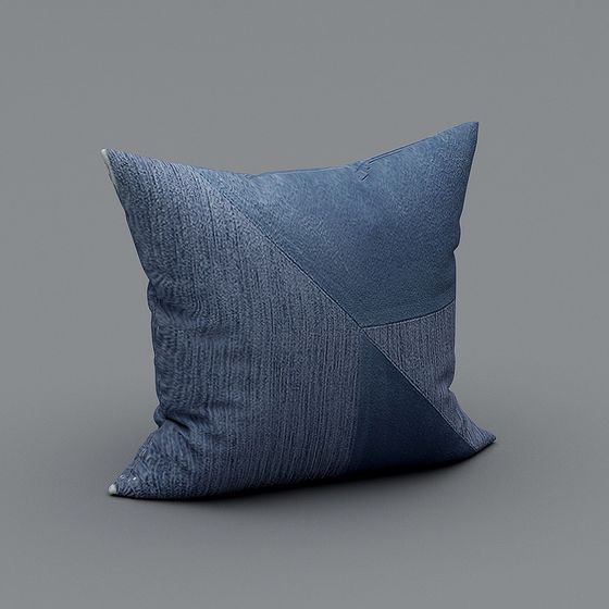 Blue Patchwork Cushion 3D model