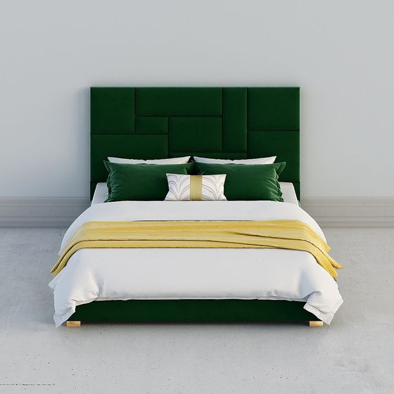 Elegant Green Velvet Bed 3D model