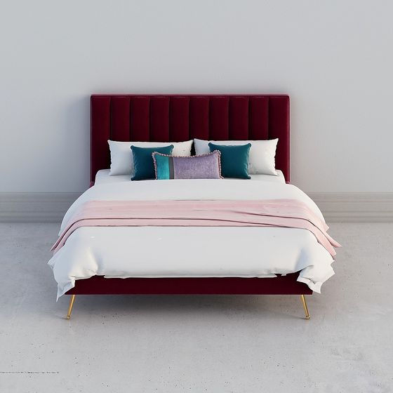 Modern Red King Size Bed 3D Model