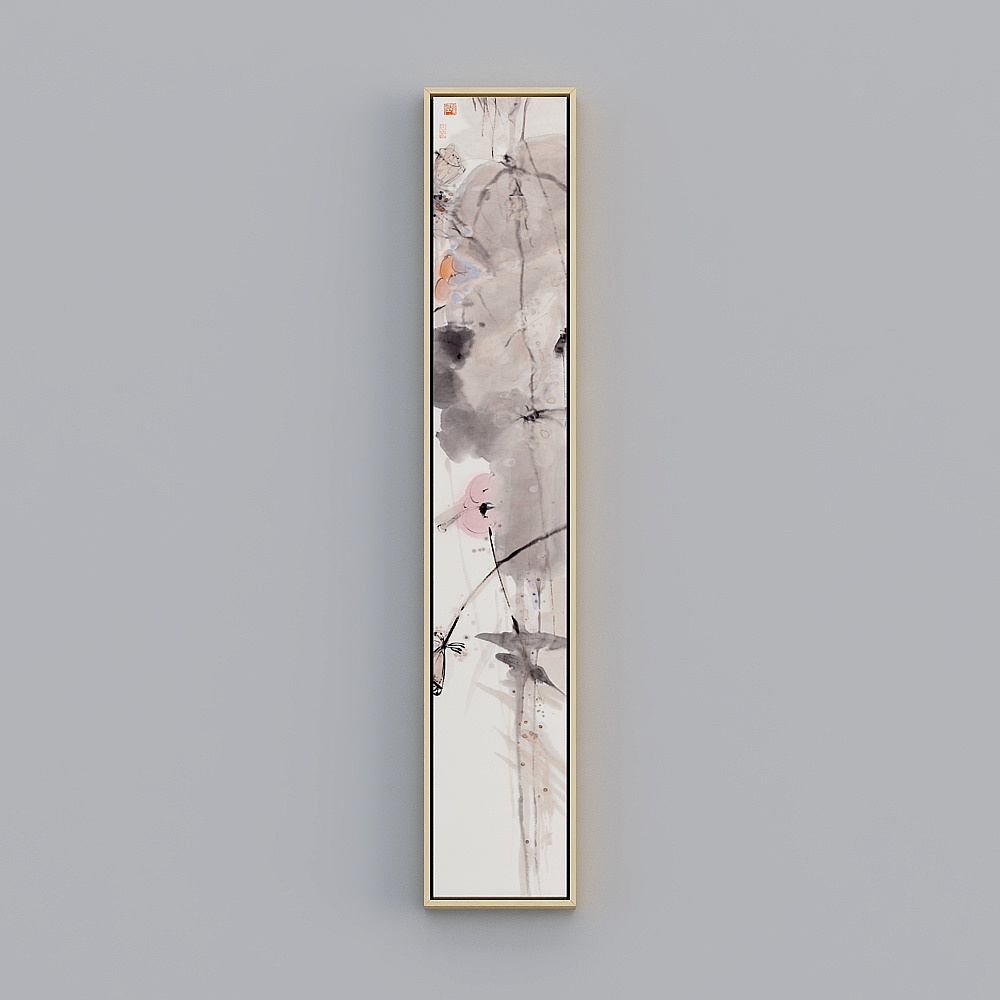 Guang alsoink lotus hanging painting Zen four screen living room decorative tea room wall mural bqy165c-x-1