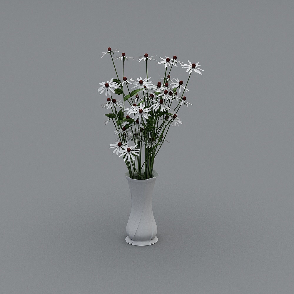 White plants ceramic vase
