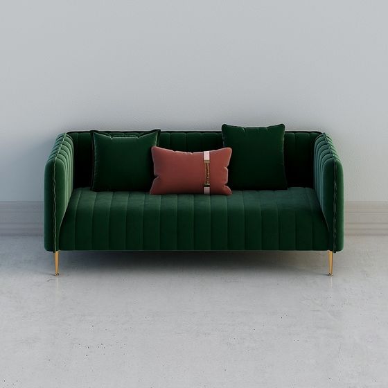 Unique Green Velvet Sofa 3D model