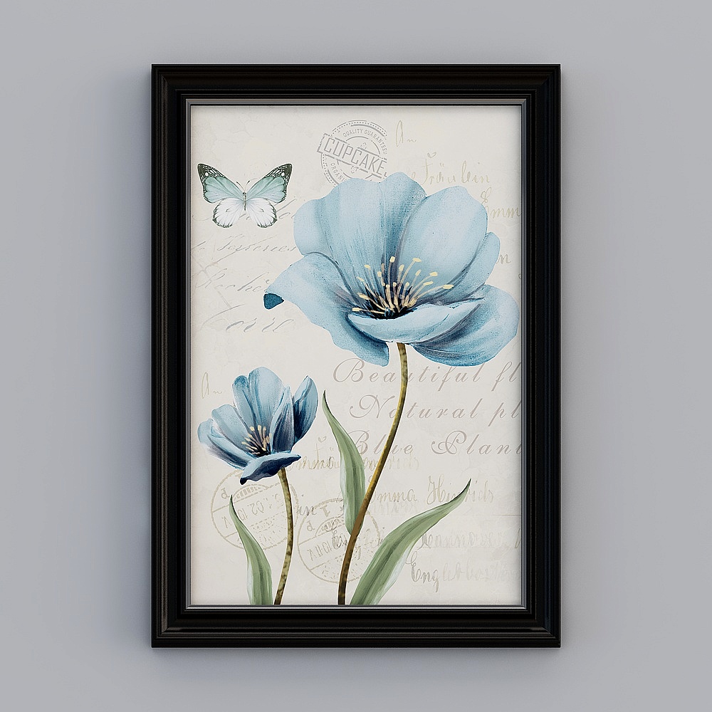 Kibaki European and American store single-link European-style box retro flowers bloom rich hand-painted flower bird living room decoration painting 48.5x68.5cm flower emhxd-e-17