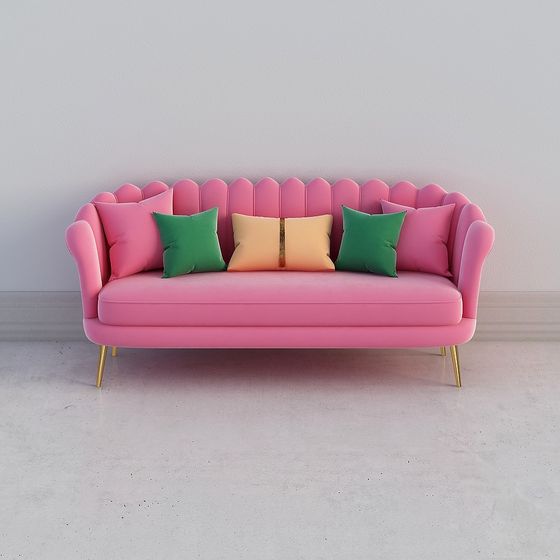 Chic Pink Sofa 3D model for Contemporary Spaces