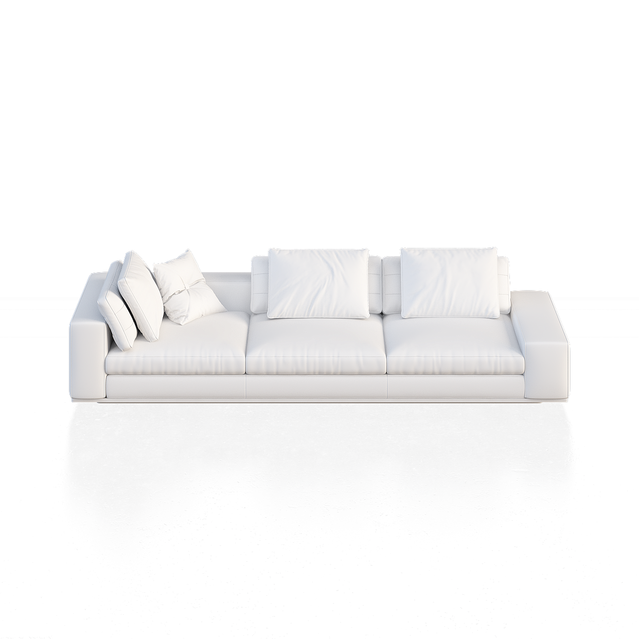 White Leather Sofa 3D Model – Minimalist Design