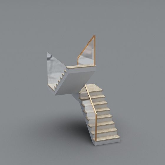 Elegant 3D Model Staircase with Polished Aesthetics