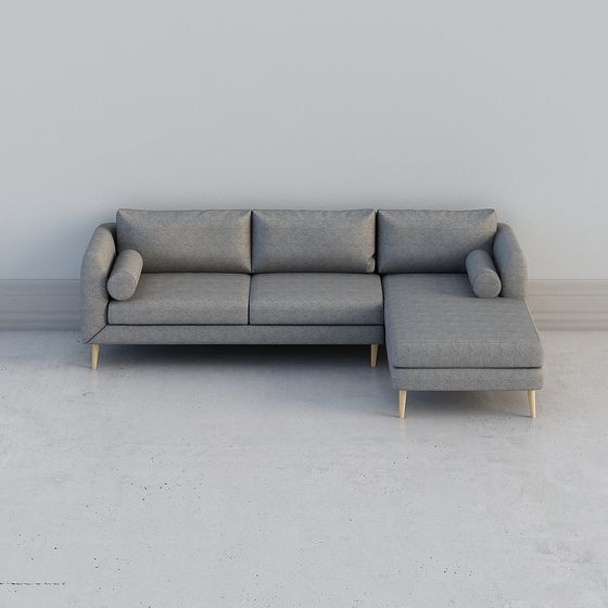 Stylish Low-Polygon Sofa 3D model for Modern Interiors