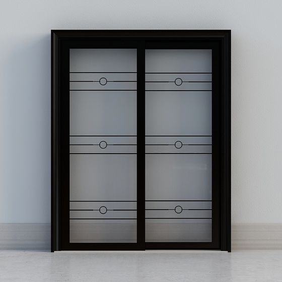 Современные черные стеклянные двойные двери