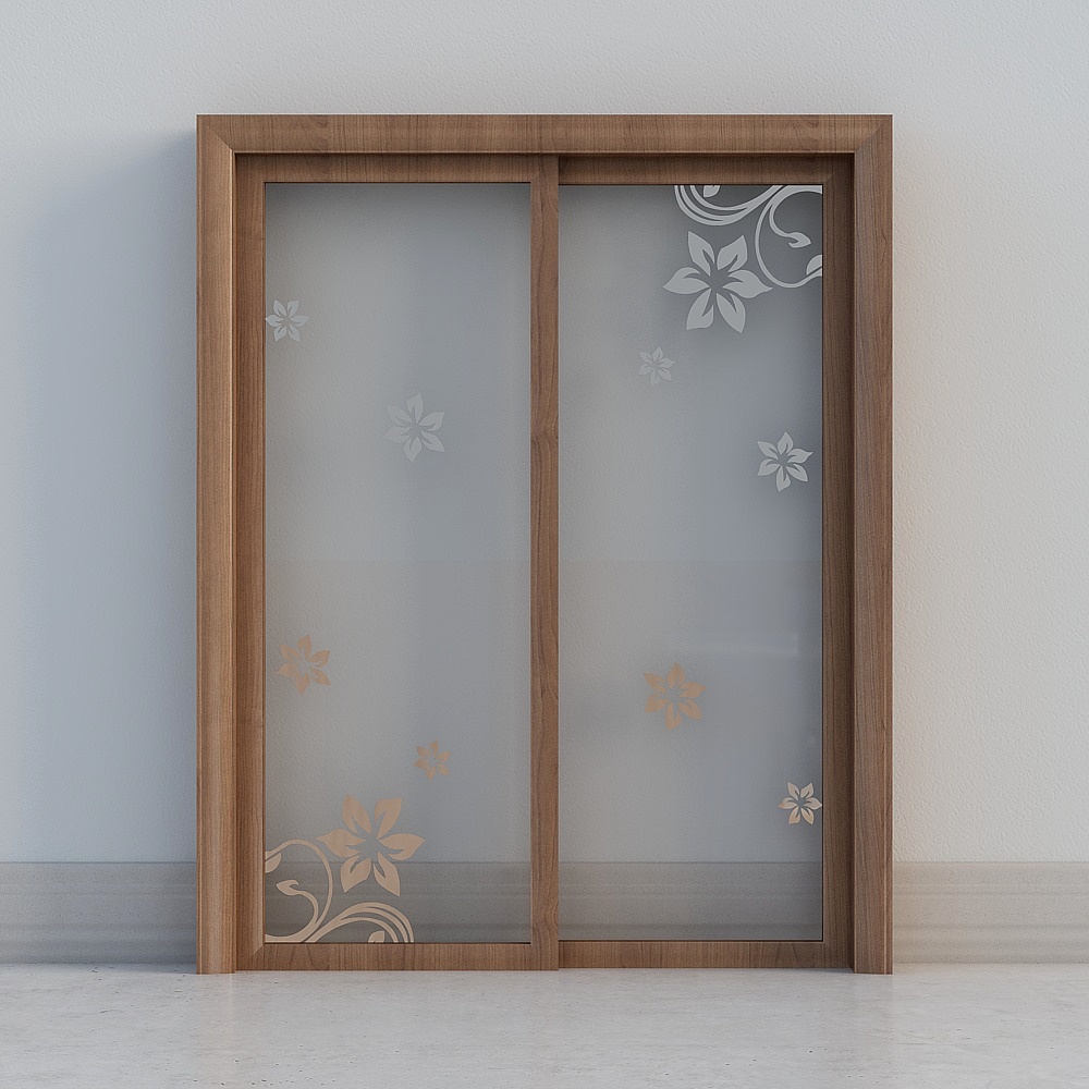 Porta scorrevole in legno decorativa tradizionale con finestre