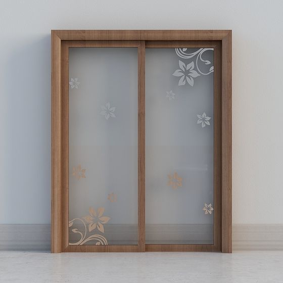 Porta scorrevole in legno decorativa tradizionale con finestre