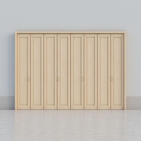 Classic Wooden Folding Door 3D Model in Wood Color