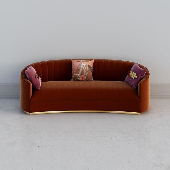 Red I-shaped XQ052 Three-Person Sofa for Living Rooms