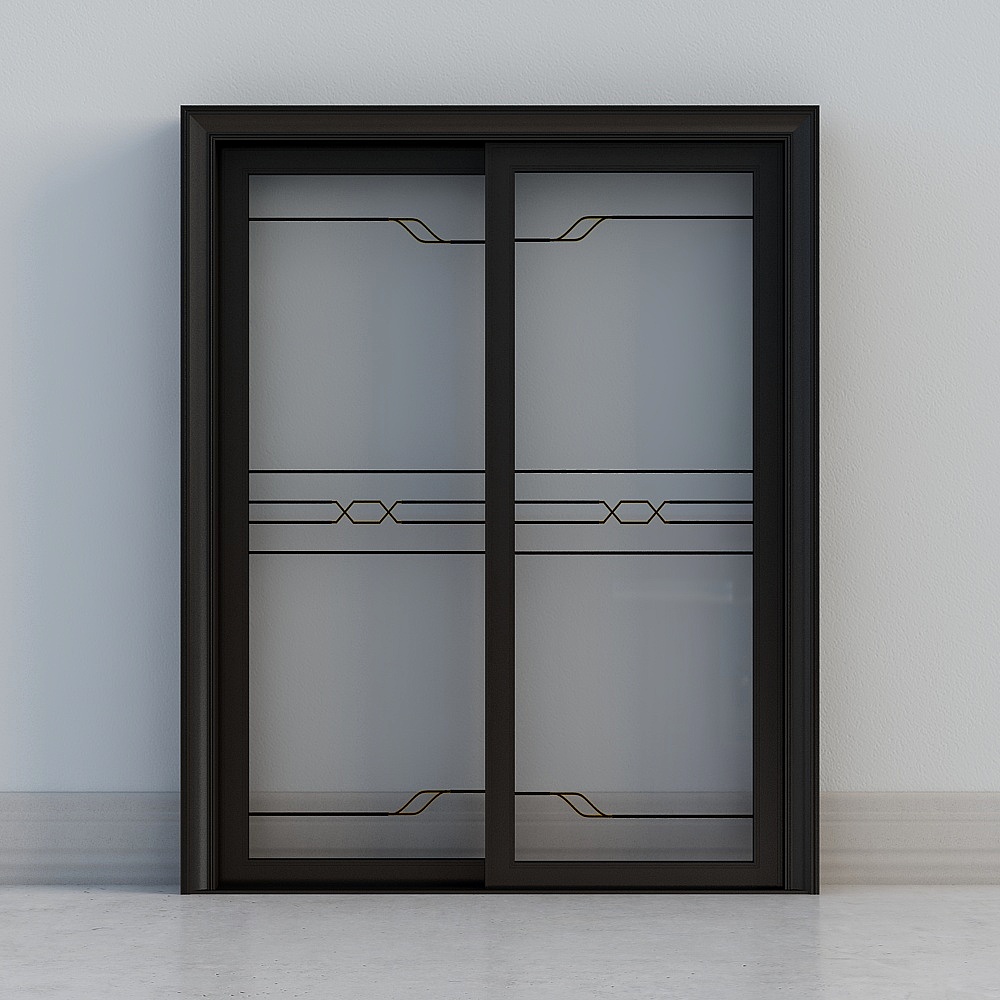 dekohative dunkle Fenster-Schiebetür