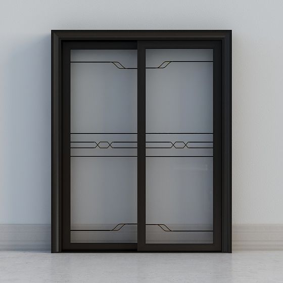 dekohative dunkle Fenster-Schiebetür