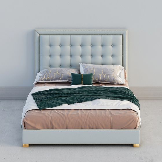 Elegant Low-Poly Bed 3D model for Modern Interiors