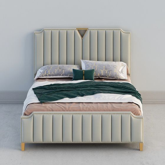 T0027 Bed 3D Model in Gray