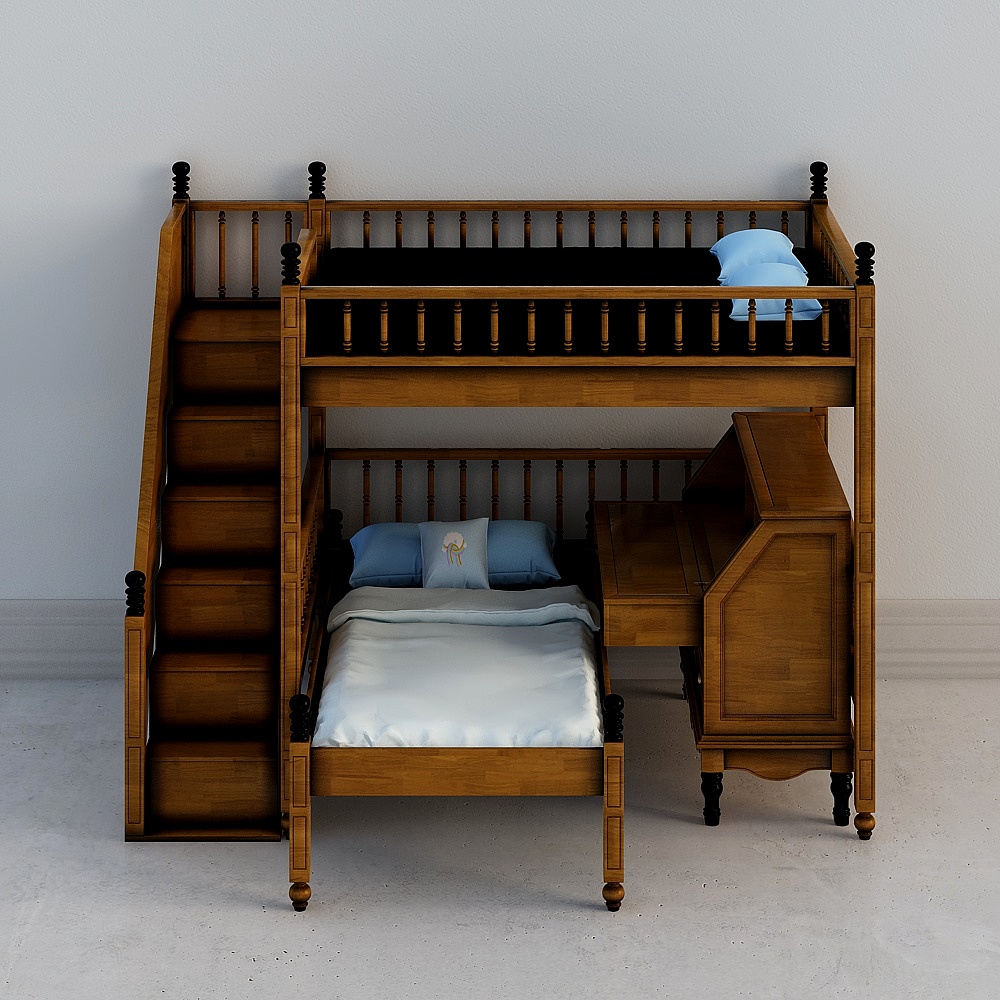 Lits Superposés en Bois Noir 8820 A (Échelles Suspendues)