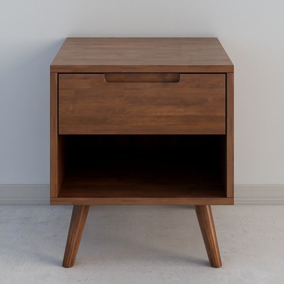 Mid-Century Modern Nightstand 3D model for Home Interiors