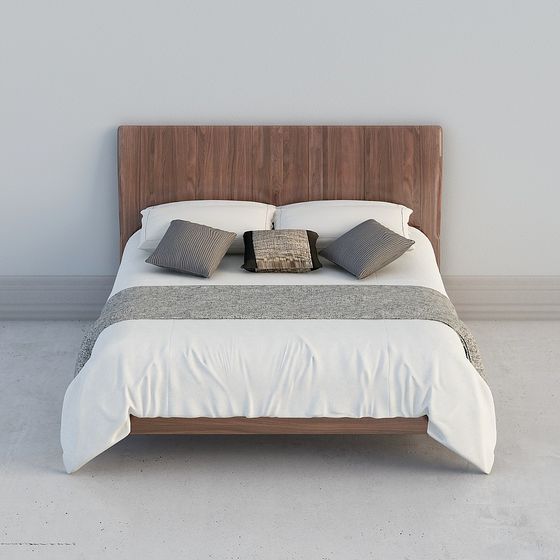 Elegant Low-Polygon Bed 3D Model