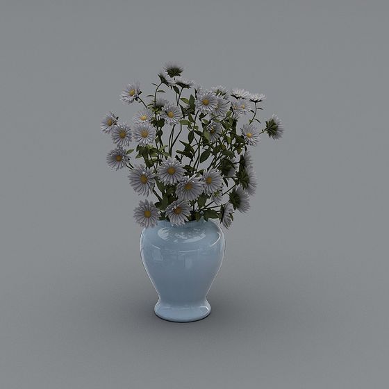 Elegant Daisy and Vase 3D model