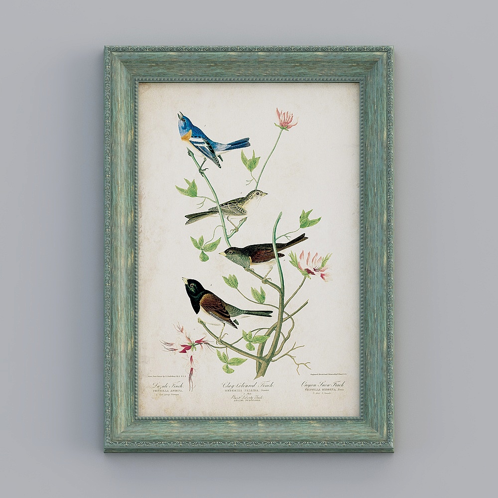 Kibaki American living room vertical carved blue box 51.5x71.5cm American flower bird emxyl-e-4