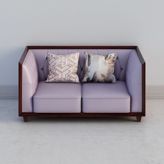 Purple Asian Double Sofa 3D Model for Chic Spaces