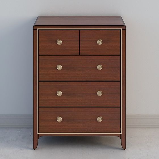 Classic Wooden Drawer Cabinet 3D model