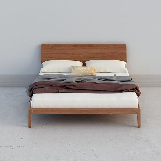 Stylish Low-Poly Bed Frame 3D model for Contemporary Spaces