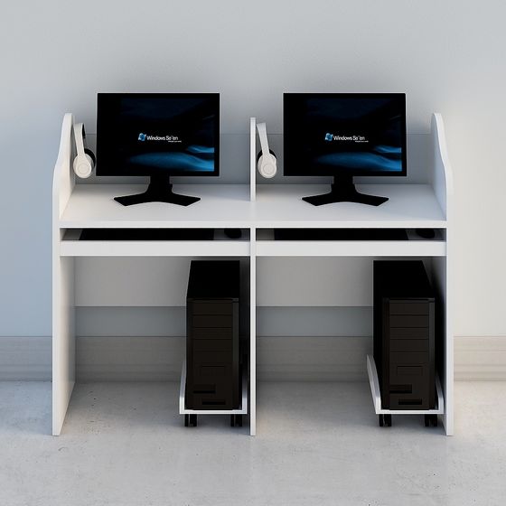 Minimalist Dual-Desk 3D Model for Creative Projects