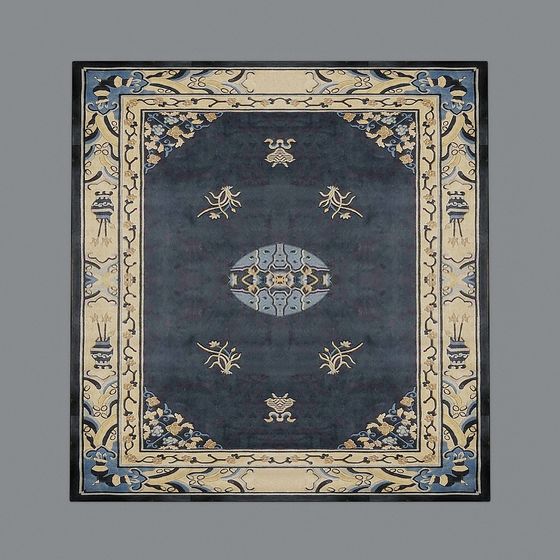 Traditional Oriental Carpet 3D model with Low Poly Design